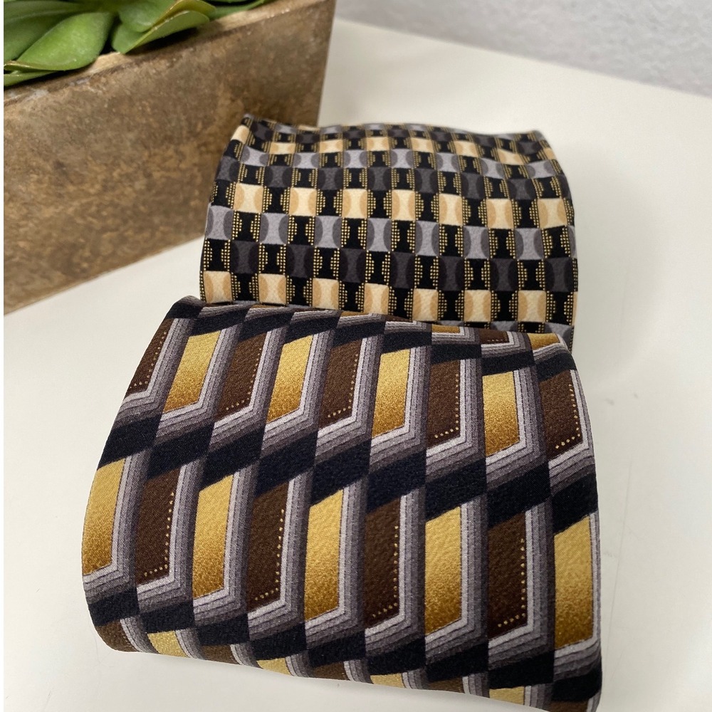 Alexander Julian Colours Vintage Mens Silk Neck Tie Set Geometric Y2K 90s‎
